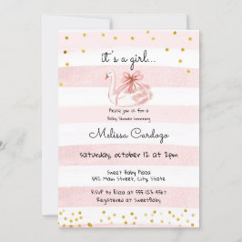 Fintvätt av Rosa Svan Baby Shower Inbjudningar