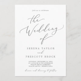 Fintvätt av Silver-kalligrafi Bröllop Inbjudningar