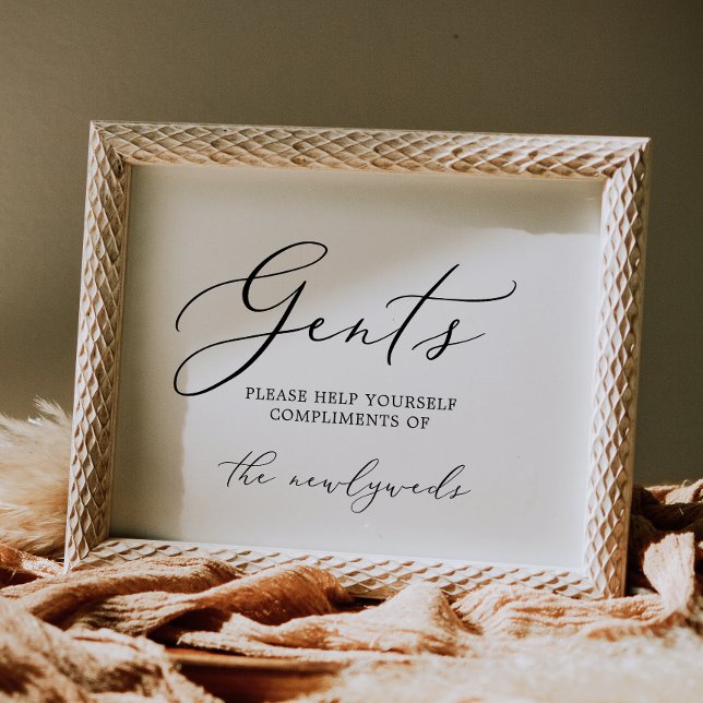 Fintvätt av svart kalligrafi Gents Bathroom-tecken Inbjudningar (Skapare uppladdad)