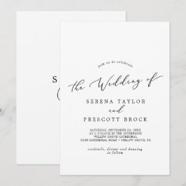 Fintvätt av svart kalligrafi, Monogram bak Bröllop Inbjudningar