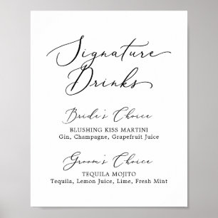 Fintvätt av svart kalligrafi Namnteckning Drinks-t Poster