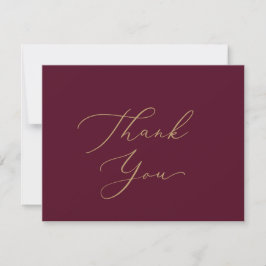 Fintvätt av tackkort för Guld Calligraphy Burgundy Tack Kort