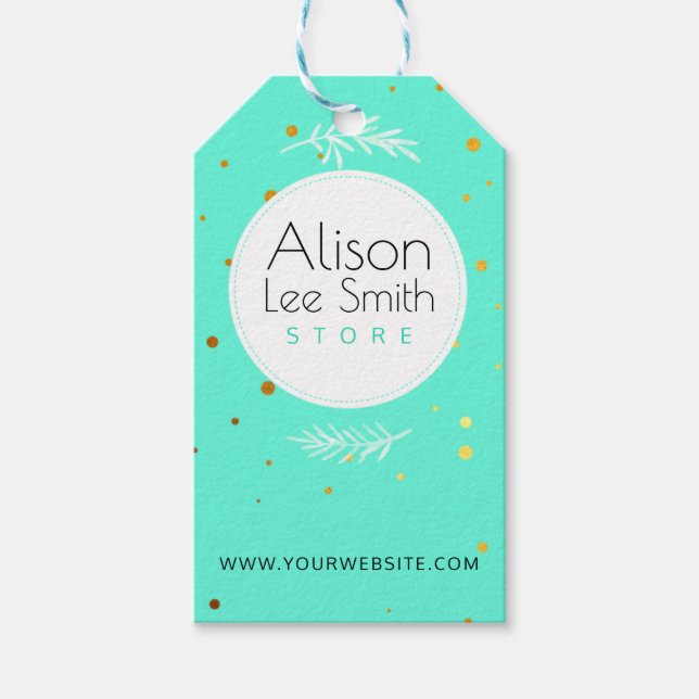 Fintvätt av turkos-Märkre för handgjorda butiker Presentetikett (Framsidan)
