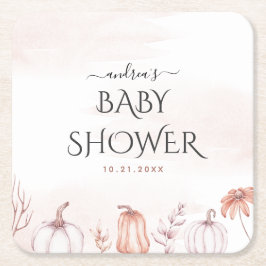 Fintvätt av  varm tonfall Pumpkin Baby Shower Underlägg Papper Kvadrat