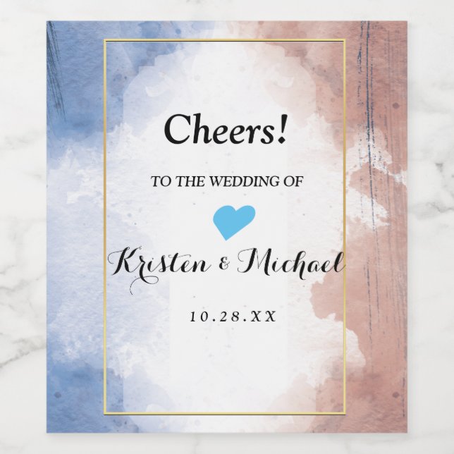 Fintvätt av vattenfärg i vinkara vinflaska etikett (Singel etikett)