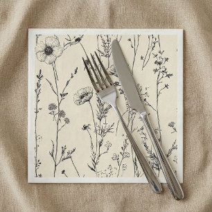 Fintvätt av vild blommor napkin pappersservett