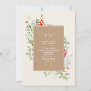 Fintvätt av vilda blommor, botaniska Cardstock Brö Inbjudningar