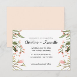 Fintvätt av vilda Rosor gräns Botaniska bröllop Inbjudningar