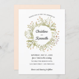 Fintvätt av vildblommor från Rosa från Botaniskt B Inbjudningar