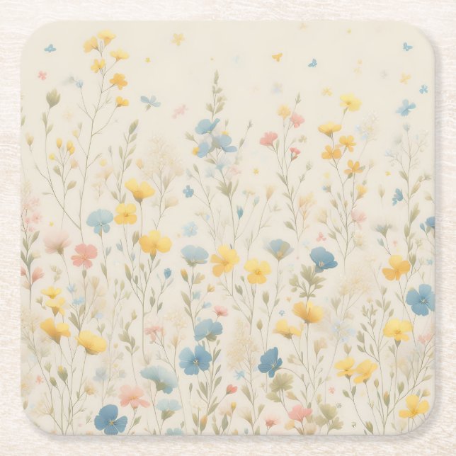 Fintvätt av vildblomsskugga underlägg papper kvadrat (Framsidan)