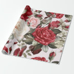 Fintvätt av Vintage Rosa White och Röd ros Presentpapper<br><div class="desc">Vackert presentband av Vintage Rosa White och Röd ros på en grå bakgrund. Perfekt för bröllop eller möhippa.</div>