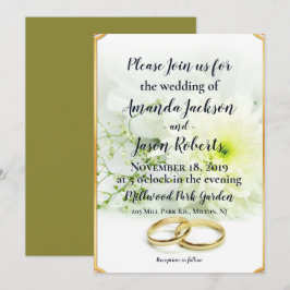 Fintvätt av vit blomma Gult Bröllop Inbjudningar