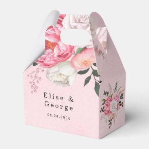 Fintvätt av  vit vattenfärg, Blommigt Bröllop Presentaskar
