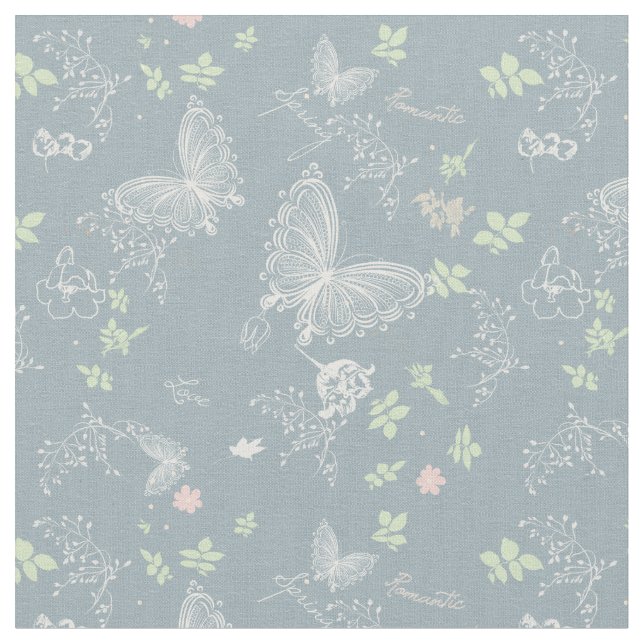 Fintvätt av vitt lacy Butterflies Tyg (Närbild)
