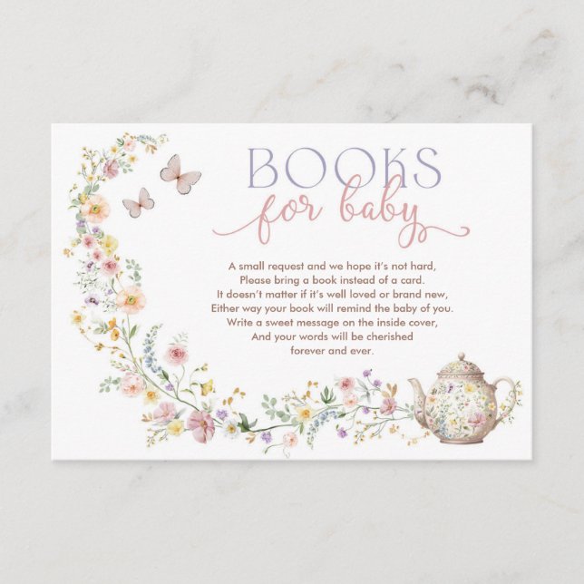 Fintvätt av Wildblomme Tea Party Bokar för Baby Tilläggskort (Framsida)