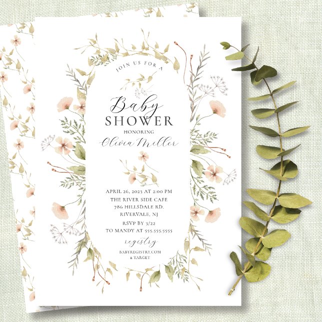 Fintvätt av Wildblommor Baby Shower-inbjudan Inbjudningar (Skapare uppladdad)