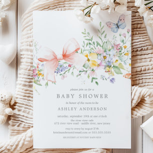 Fintvätt av Wildblommor Baby Shower Inbjudningar