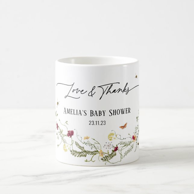 Fintvätt av Wildblommor Personlig Baby Shower Mugg (Center)