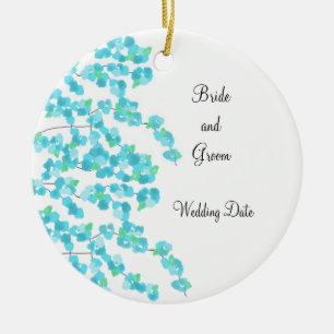 Fintvätt Blommar Spara datum (aqua) Julgransprydnad Keramik