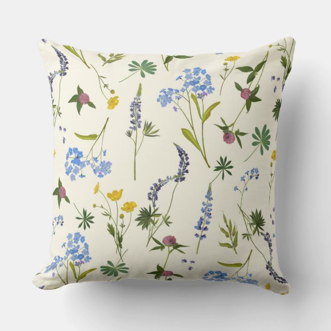 Fintvätt Blommigt Kudde (Framsida)