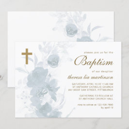 Fintvätt Blommigt med Kor-baptism Inbjudningar