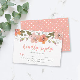 Fintvätt Blommigt Peach Bröllop-vänligt besvara OS OSA Kort