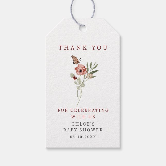 Fintvätt-Blommigten Butterfly Bouquet Presentetikett (Framsidan)