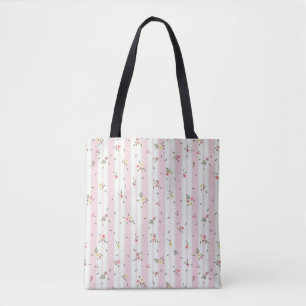 Fintvätt Blommönster Bakåt solid Rosa Tote Bag Tygkasse