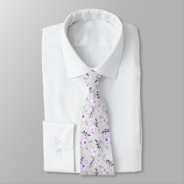 Fintvätt blommönster. slips (Bunden)