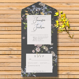 Fintvätt Boho Wildblommor, träkol