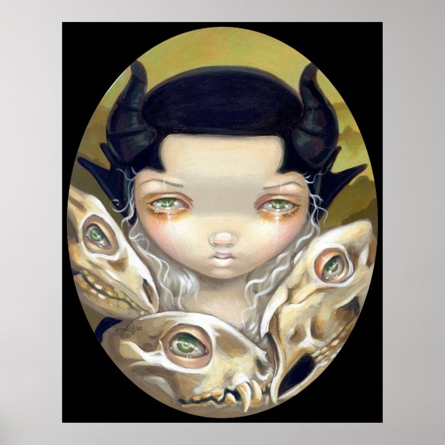 Fintvätt Bones gotheti medieval skalle Art Skriv u Poster (Framsidan)