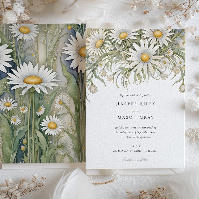 Fintvätt Daisy Garden Wedding Wedding Inbjudningar (Skapare uppladdad)