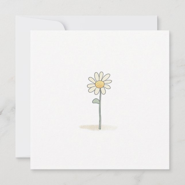Fintvätt Daisy Illustration - Enkelt sötad blomma Julkort (Framsida)