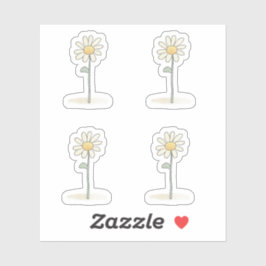 Fintvätt Daisy Illustration - Enkelt sötad blomma Klistermärken