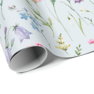 Fintvätt Foliage Mönster Blue Presentpapper