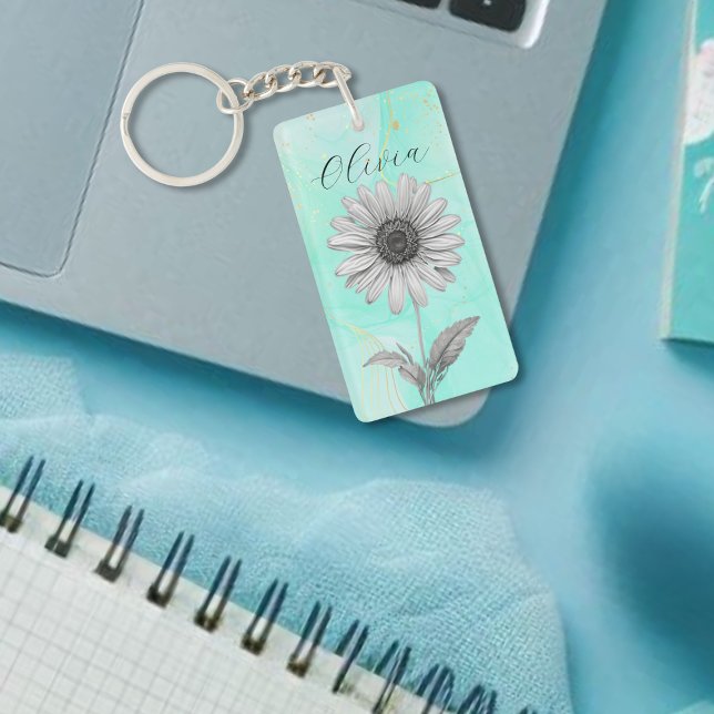 Fintvätt för Mint Blue-Daisy, Anpassningsbar, blom (Skapare uppladdad)