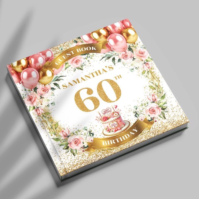 Fintvätt från den 60:e födelsedagsgästen Bok Petal (Delicate Boho 60th Birthday Guest Book Petal Glow

)