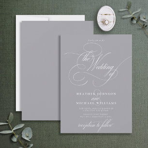 Fintvätt Grått Modern Calligraphy Classic Inbjudningar