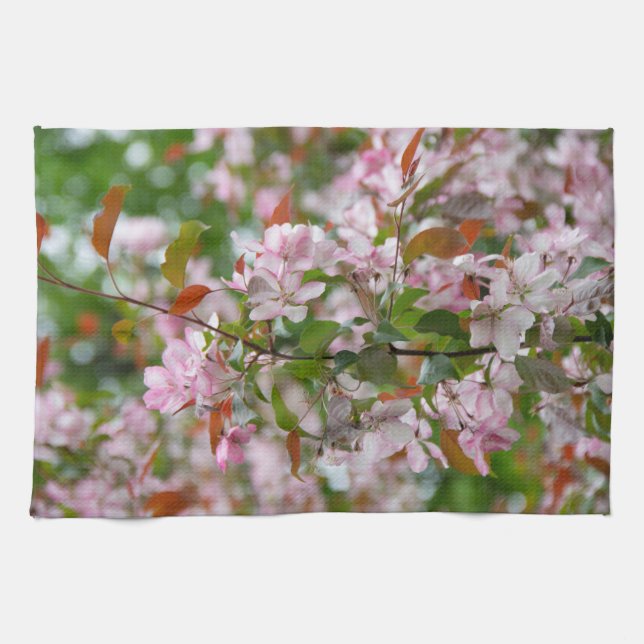 Fintvätt gren med blomäpple träd kökshandduk (Horisontell)