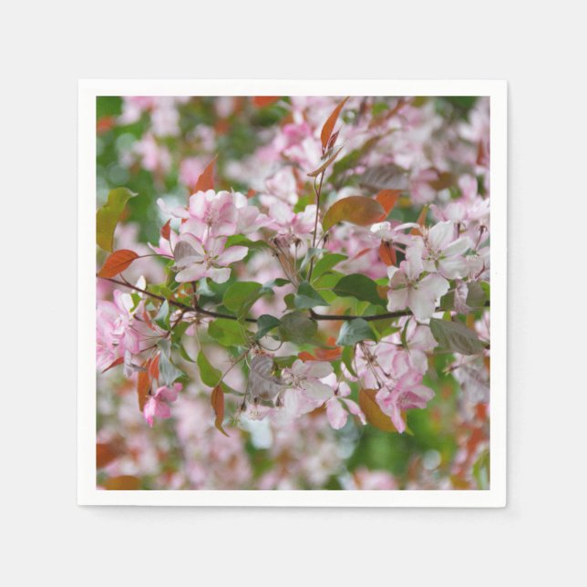 Fintvätt gren med blomäpple träd pappersservett (Framsidan)