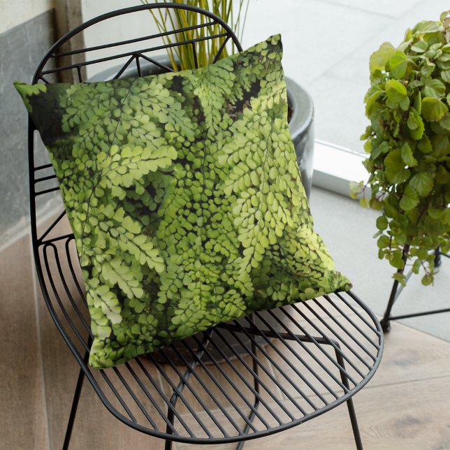 Fintvätt Grönt Maidenhair Fern Blommigt Kudde (In Situ Patio)