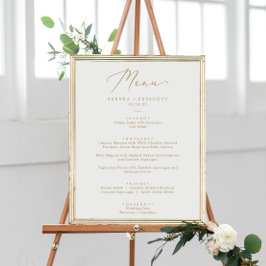 Fintvätt Guld Calligraphy Bröllop Dinner Menu Poster