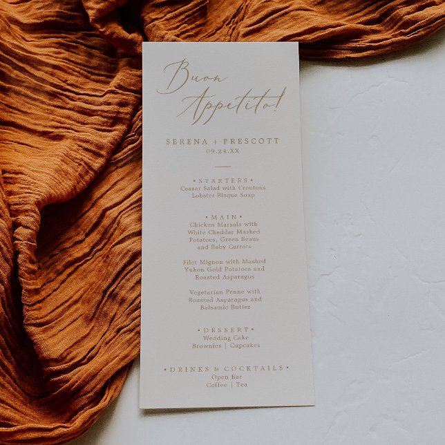 Fintvätt Guld Calligraphy Cream Buon Appetito Menu Meny (Skapare uppladdad)