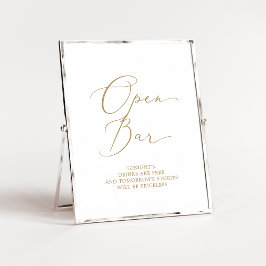Fintvätt Guld Calligraphy Open Pub-tecken Poster