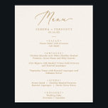 Fintvätt Guld-kalligrafi | Cream Bröllop Menu Poster<br><div class="desc">Denna ömtåliga bröllop-meny för guld-kalligrafi är perfekt för ett modernt bröllop. Den romantiska minimalistiska designen har en underbar och elegant champagne gyllene gult-typografi på en elfenbensgräddbakgrund med ett rent och enkelt utseende. Den här menyn kan användas för bröllopsmottagning,  repetitionsmiddag eller vad som helst.</div>