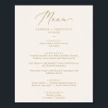 Fintvätt Guld-kalligrafi | Cream Bröllop Menu Poster<br><div class="desc">Denna ömtåliga bröllop-meny för guld-kalligrafi är perfekt för ett modernt bröllop. Den romantiska minimalistiska designen har en underbar och elegant champagne gyllene gult-typografi på en elfenbensgräddbakgrund med ett rent och enkelt utseende. Den här menyn kan användas för bröllopsmottagning,  repetitionsmiddag eller vad som helst.</div>