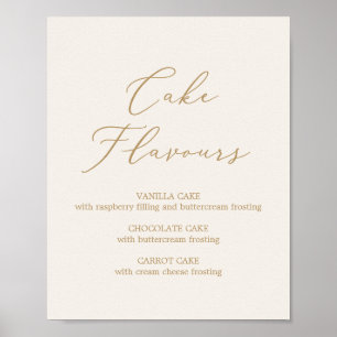 Fintvätt Guld-kalligrafi Cream Cake Flavors Poster
