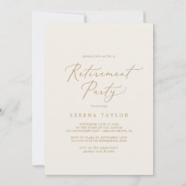 Fintvätt Guld-kalligrafi | Cream Pension Party Inbjudningar