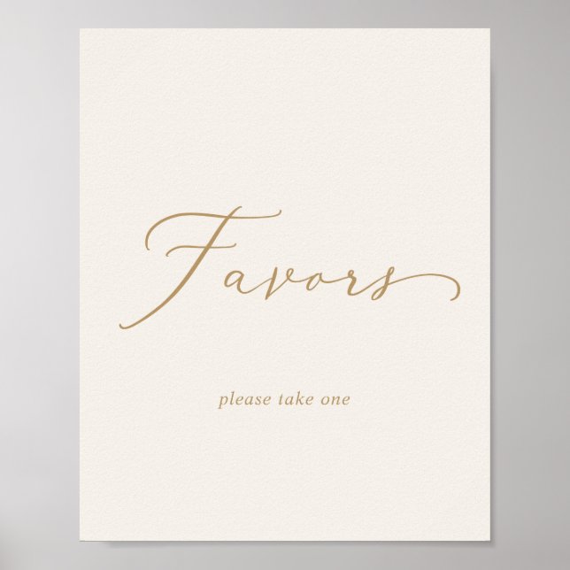 Fintvätt Guld-kalligrafi | Cream Wedding Favors Poster (Framsidan)