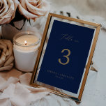 Fintvätt Guld-kalligrafi | Nummer på flottan Bord Bordsnummer<br><div class="desc">Bordsnumret är perfekt för ett modernt bröllop. Den romantiska minimalistiska designen har fin och elegant champagne gyllene gult-typografi på en marin blå bakgrund med ett rent och enkelt utseende. Kortet skrivs ut på framsidan och baksidan (dubblan). Objekt skrivs ut exakt som de visas på skärm när du lägger till i...</div>